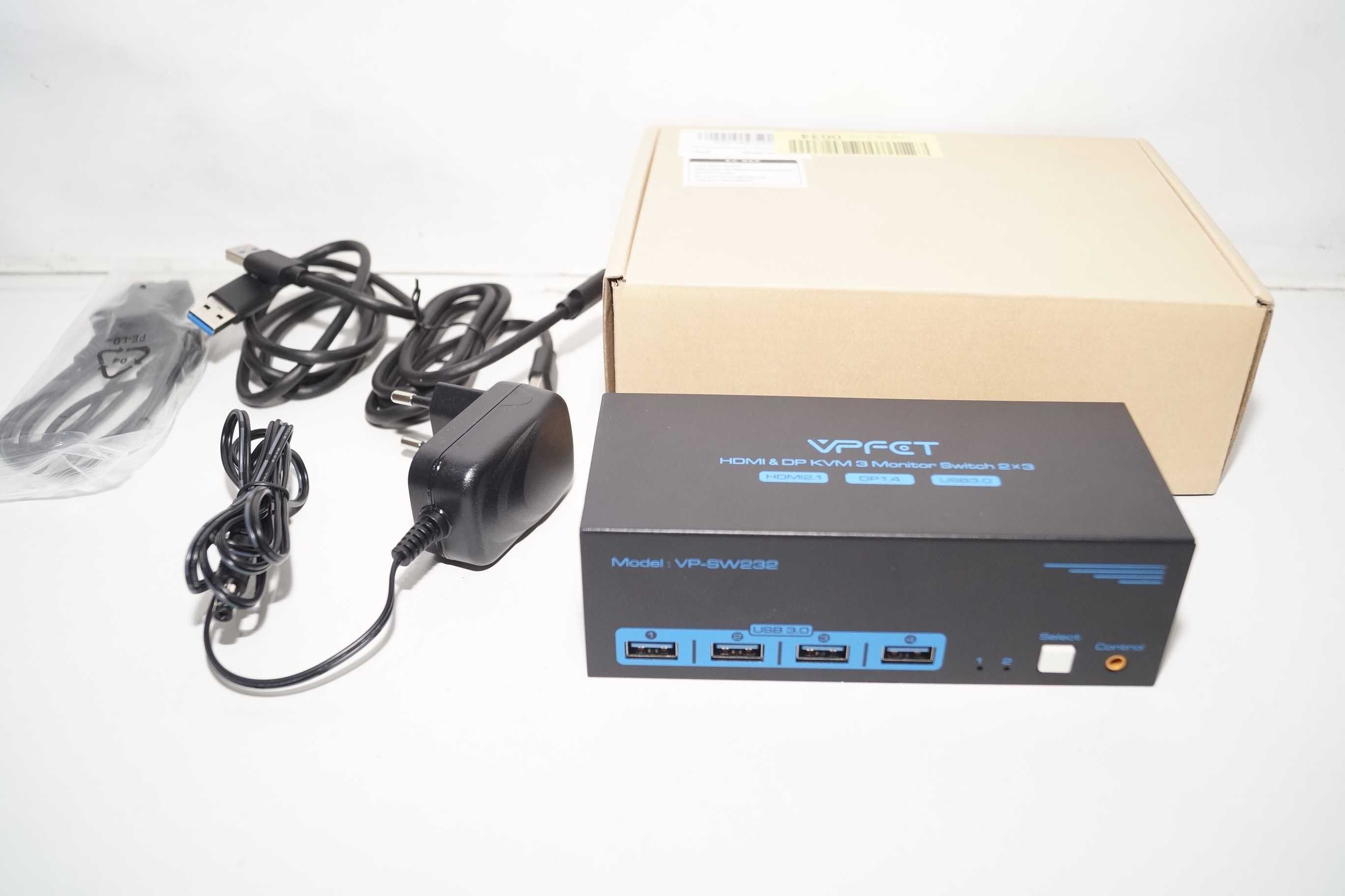 Przełącznik HDMI DP KVM 3 monitory Switch 2x3 VPFET VP-SW232 8K 60Hz