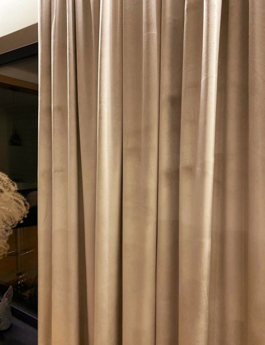 Zasłona PREMIUM Beżowa Welurowa Szampan