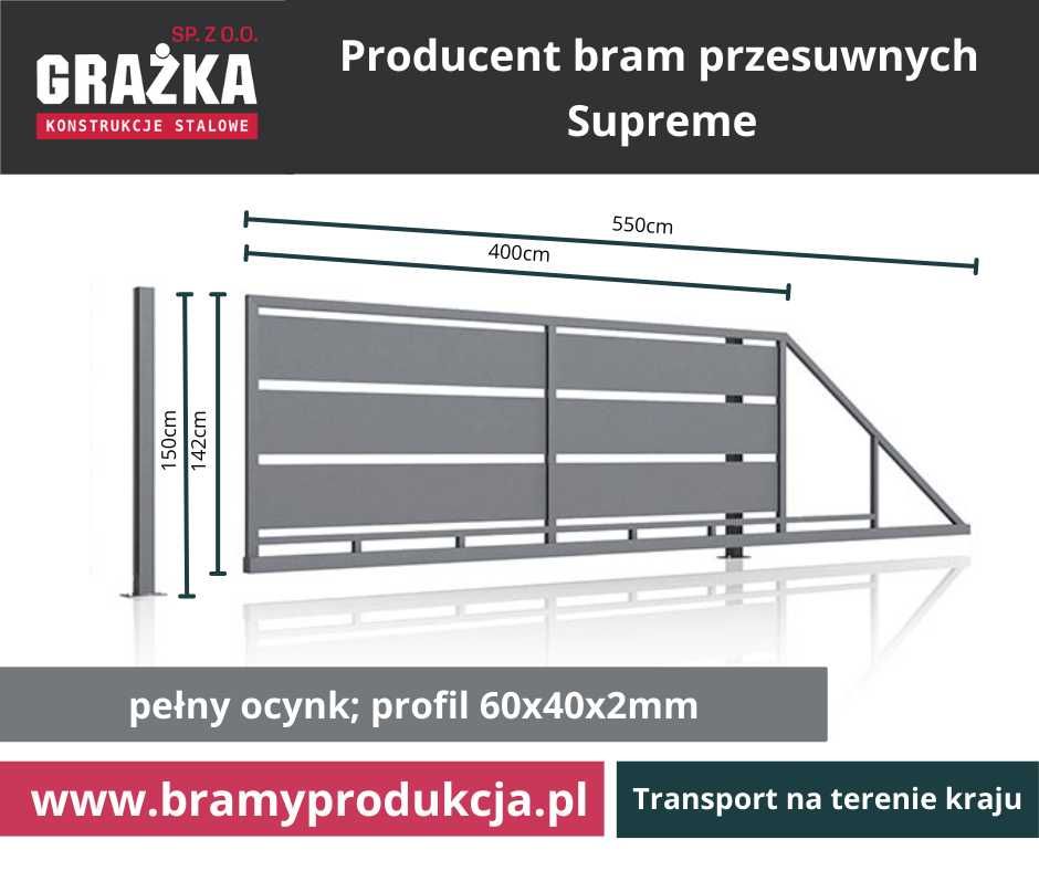 Brama nowoczesna  panel z blachy ocynk 4mx1,50m PRODUCENT