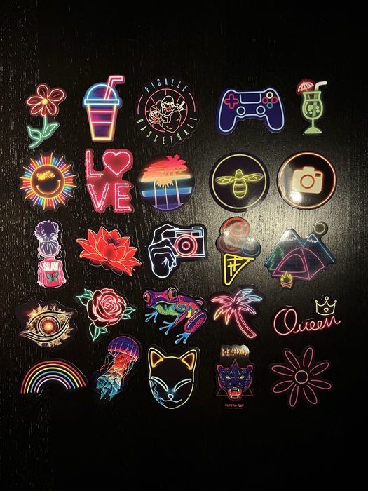 100 Autocolantes Stickers Neon