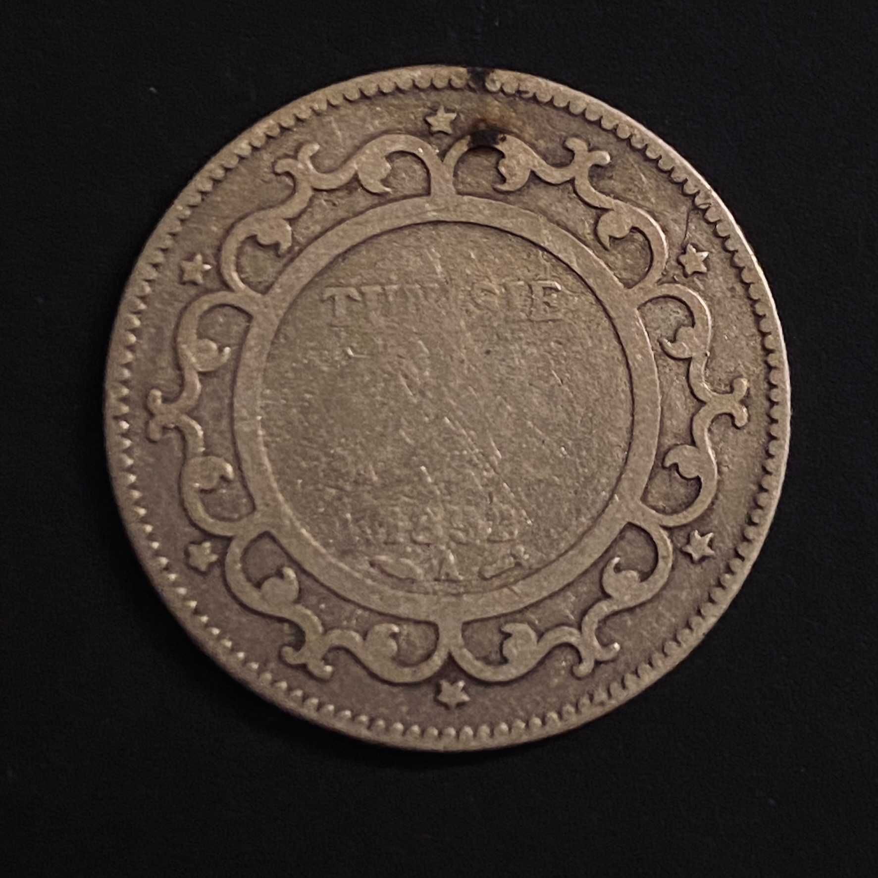 Tunezja, 1 frank, rok 1892, Ag 0,835
