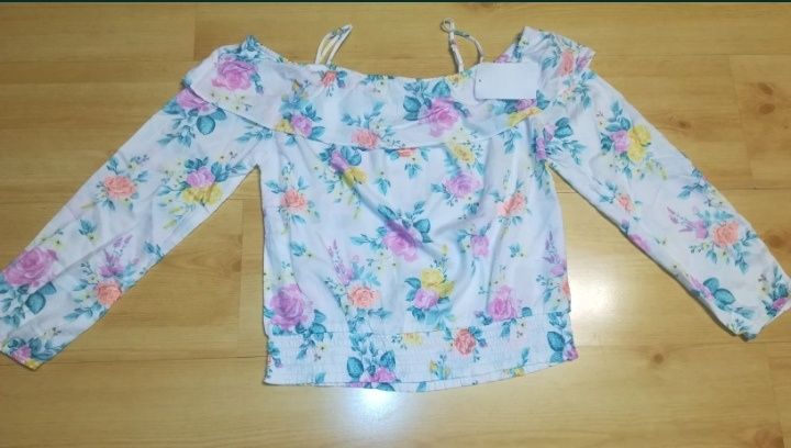 Topy za 5 zł. Bluzka hiszpanka kwiaty nowa h&m 158