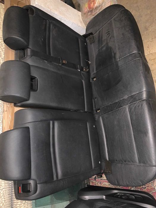 BMW X5 E70 Fotele + kanapa + tunel środkowy - czarne skóry