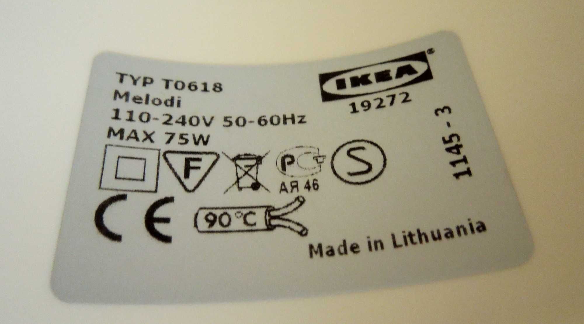 Ikea Melodi - candeeiro suspenso branco 38cm com lâmpada eco OSRAM