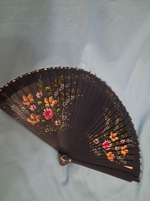 Веер винтаж дерево ручная роспись
