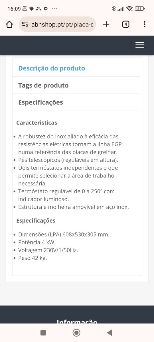 Chapa de Hambúrguer ABN