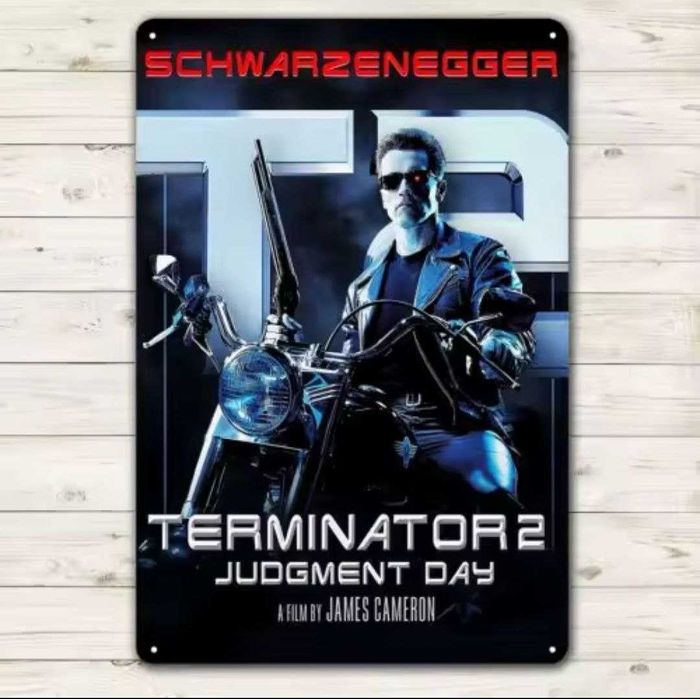 Металлическая винтажная табличка Терминатор 2: Судный день - 14х20 см