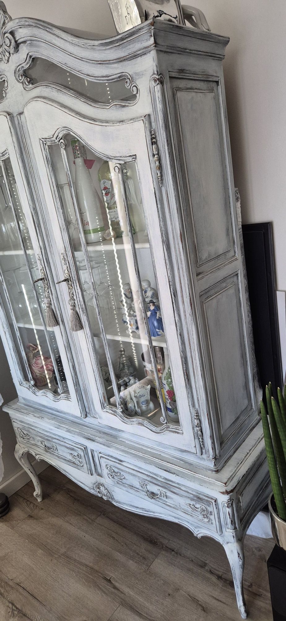 Witryna biblioteka serwantka odnowiona ludwik glamour home shabby chic