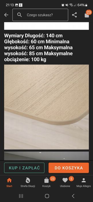 Sprzedam biurko ikea, regulacja wysokości 65-85