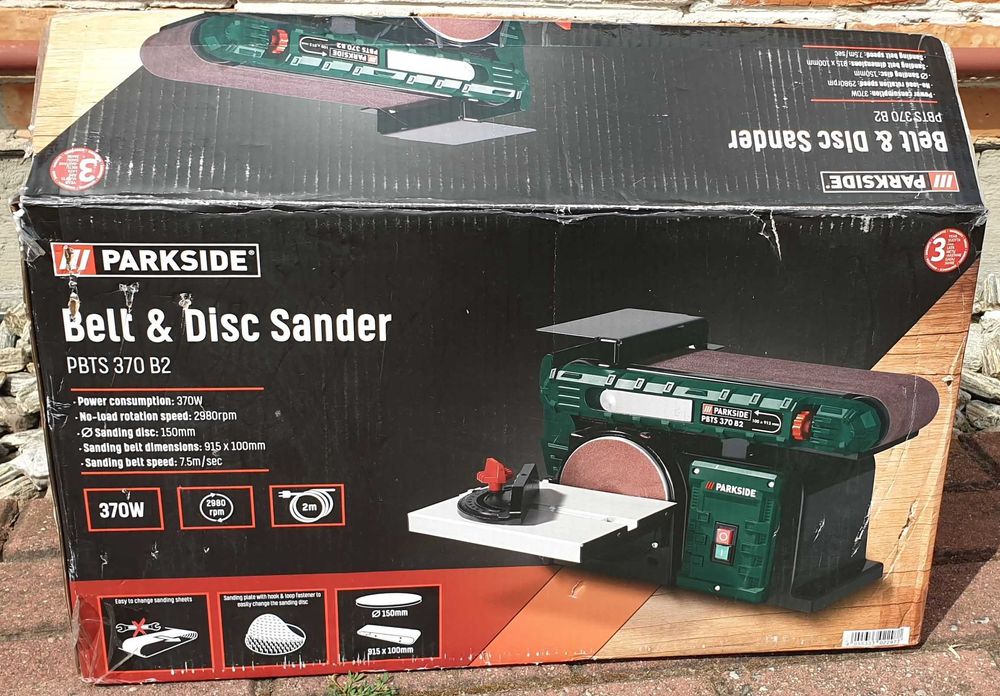 PARKSIDE® Szlifierka taśmowo-talerzowa stołowa PBTS 370 B2, 370 W NOWA