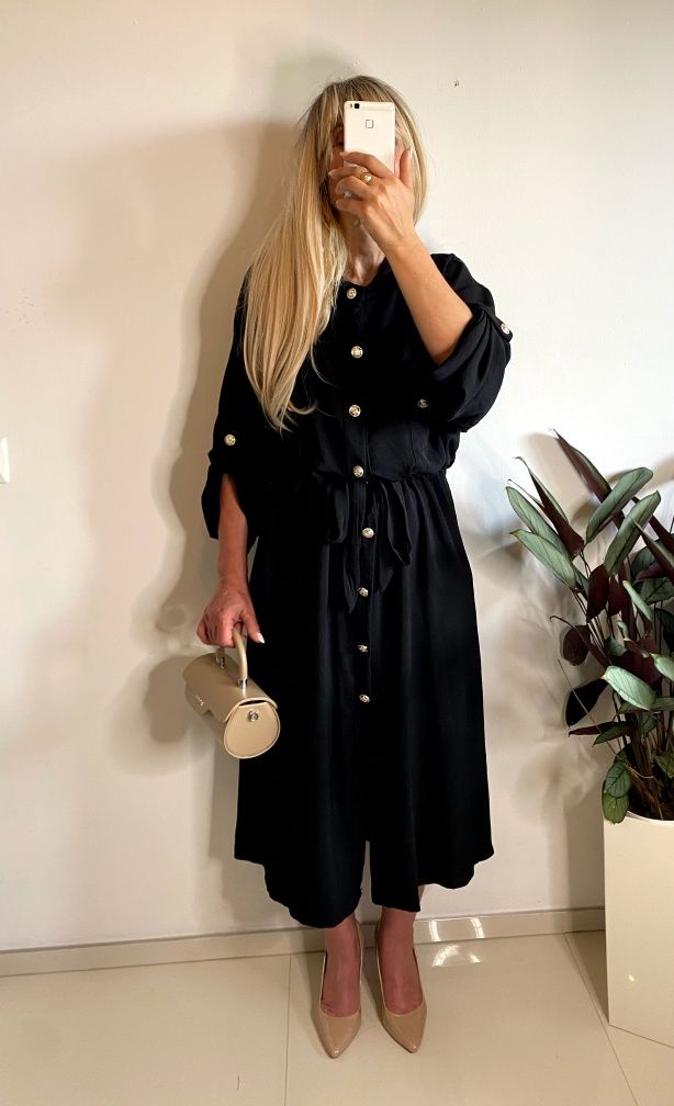 Sukienka plus size 4xl 5xl chrzest biurowa wyszczuplająca midi