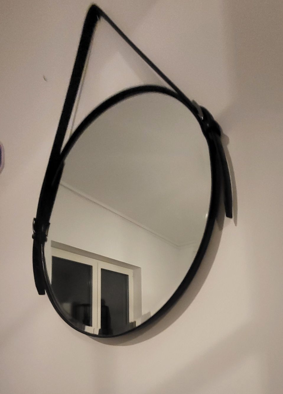okrągłe lustro loft industrial na pasach śr 55cm,