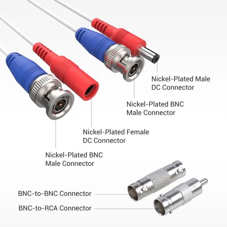4-pak Uniwersalne Kable Wideo Zasilania BNC