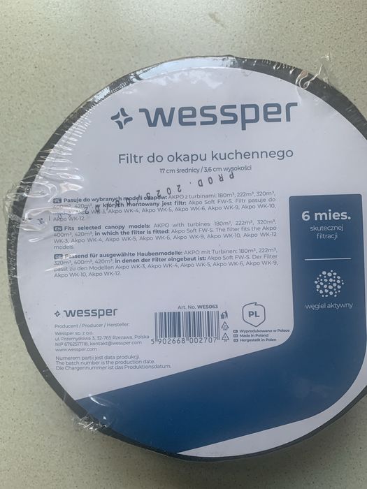Filtry węglowe do okapu kuchennego 17cm