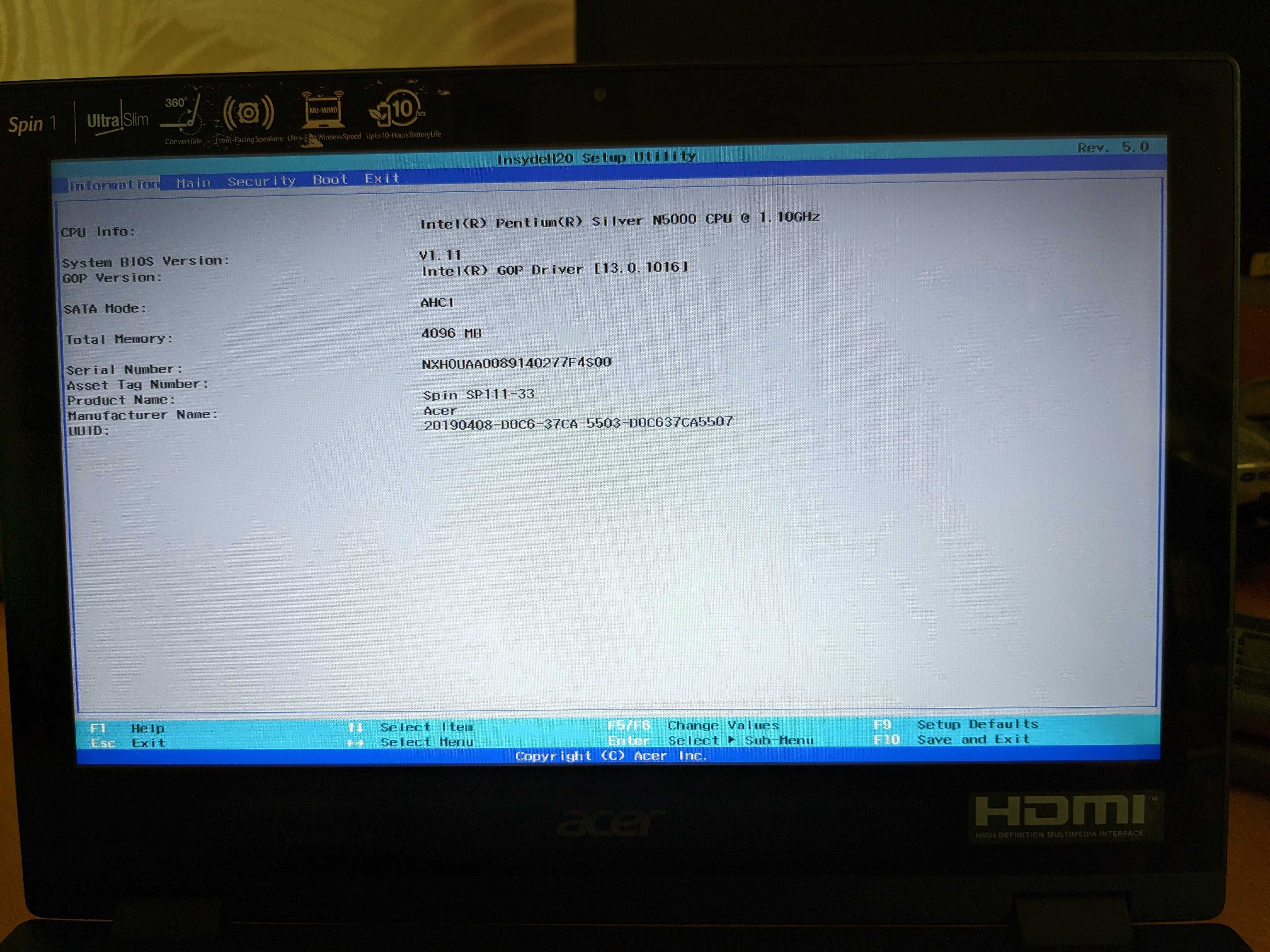 Acer Spin 1 sp111-33 n18h1 (полетел диск)