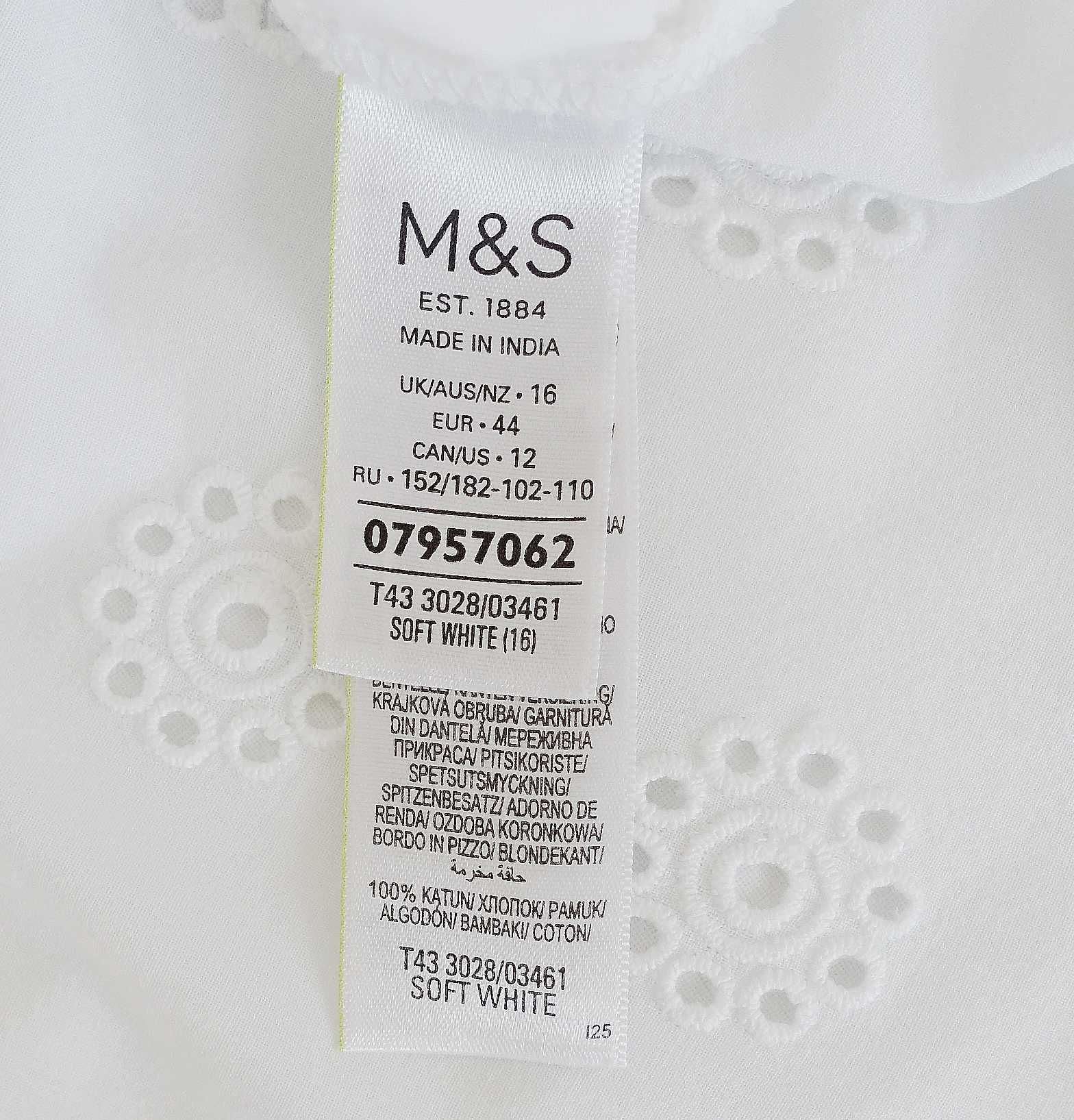 marks & spencer biała haftowana bluzka 44 idealna
