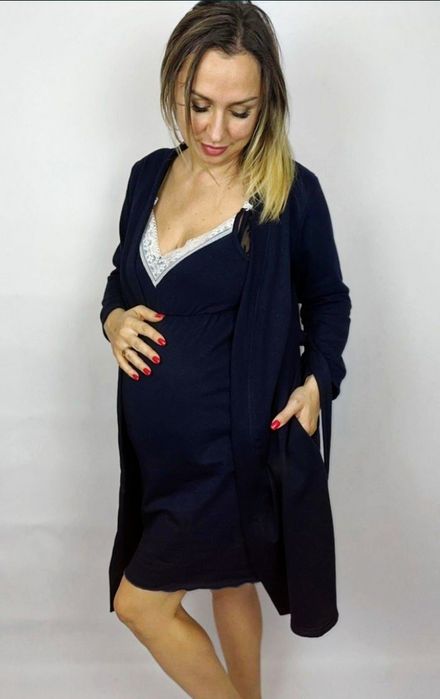 Комплект 44-46 в роддом и для кормления грудью, халат и рубашка