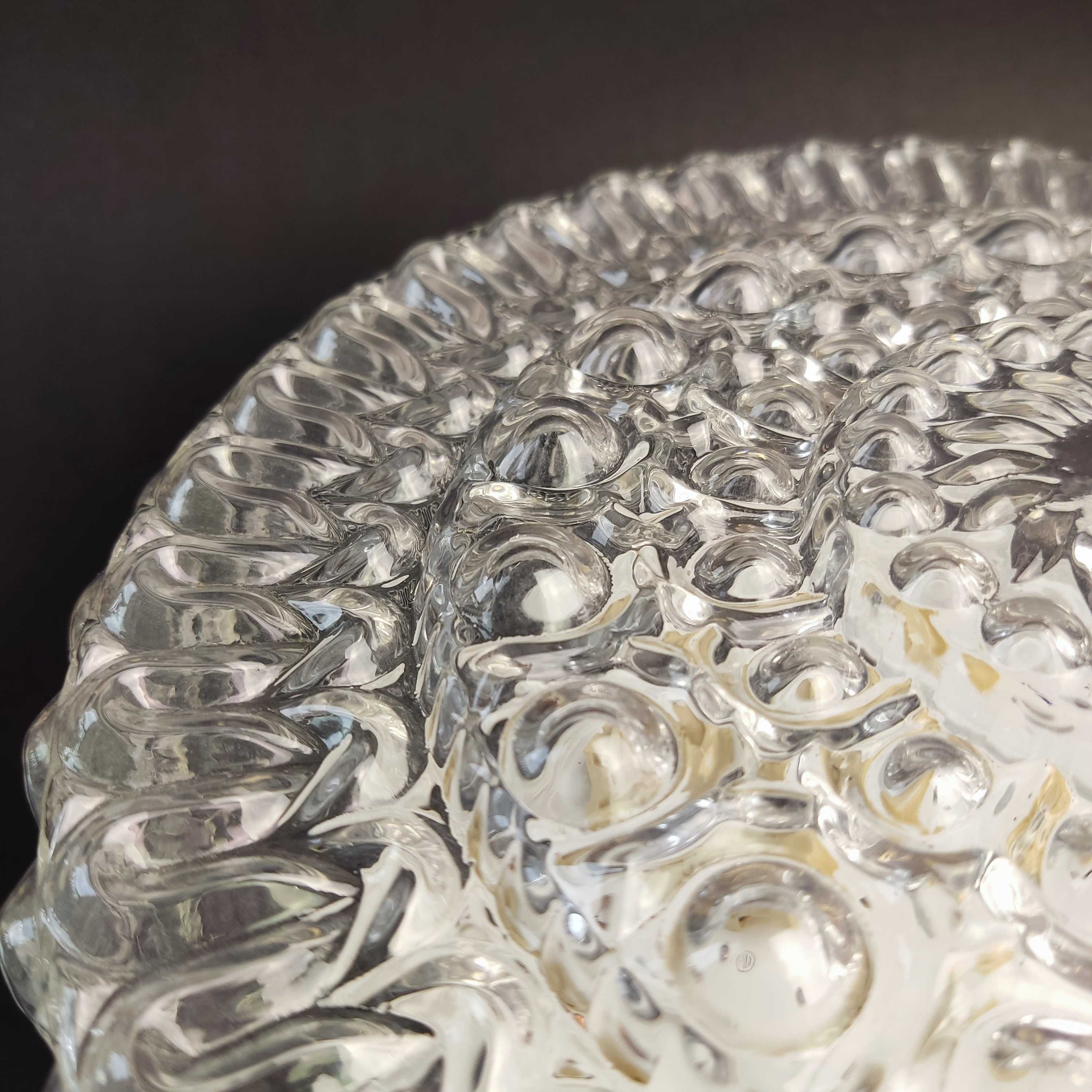 Duży plafon-kinkiet szklany okrągły , szkło "bubble glass" , stan bdb