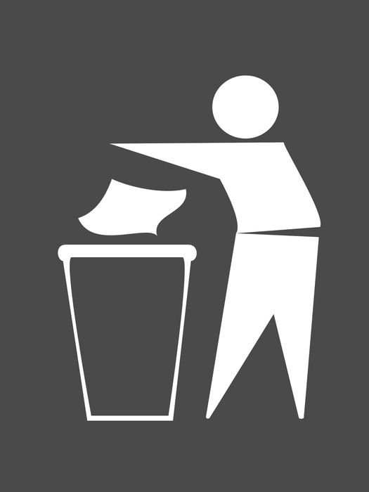 plakat metalowy informaujący tablica informacyjna kosz bin