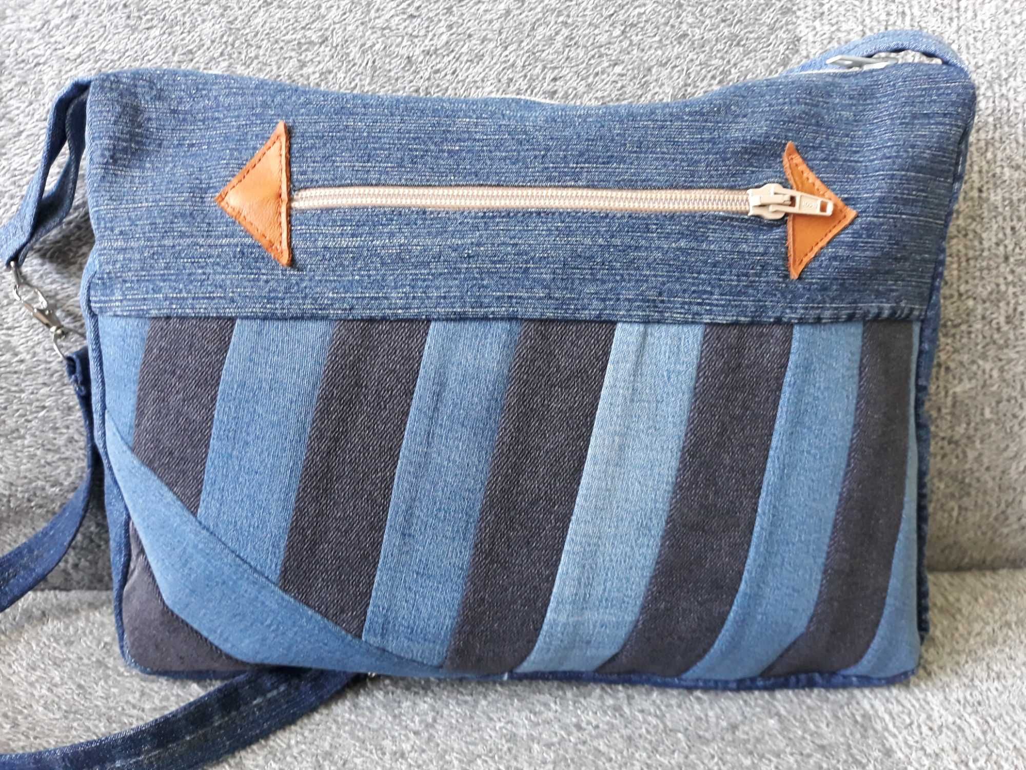 Torba torebka dżinsowa jeansowa handmade rękodzieło pomysł na prezent