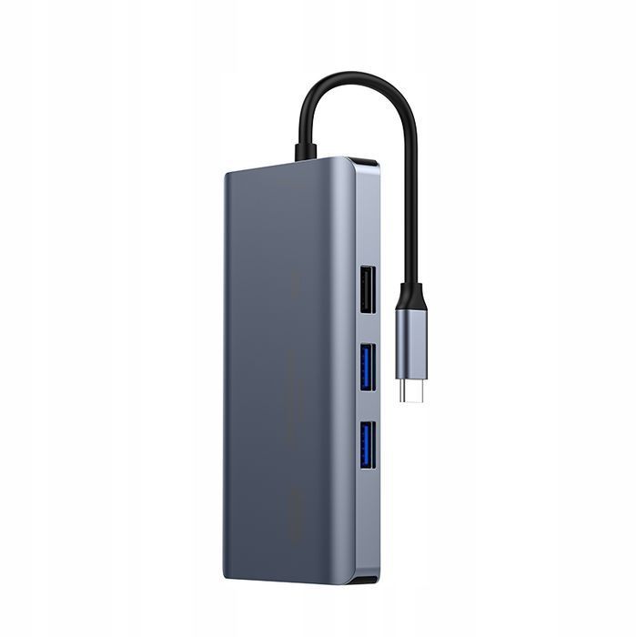 Adapter 9W1 Hub Usb-C Do Hdmi 4K Usb 3.0 Karta Sd Vga Rj 45 Sieciowa