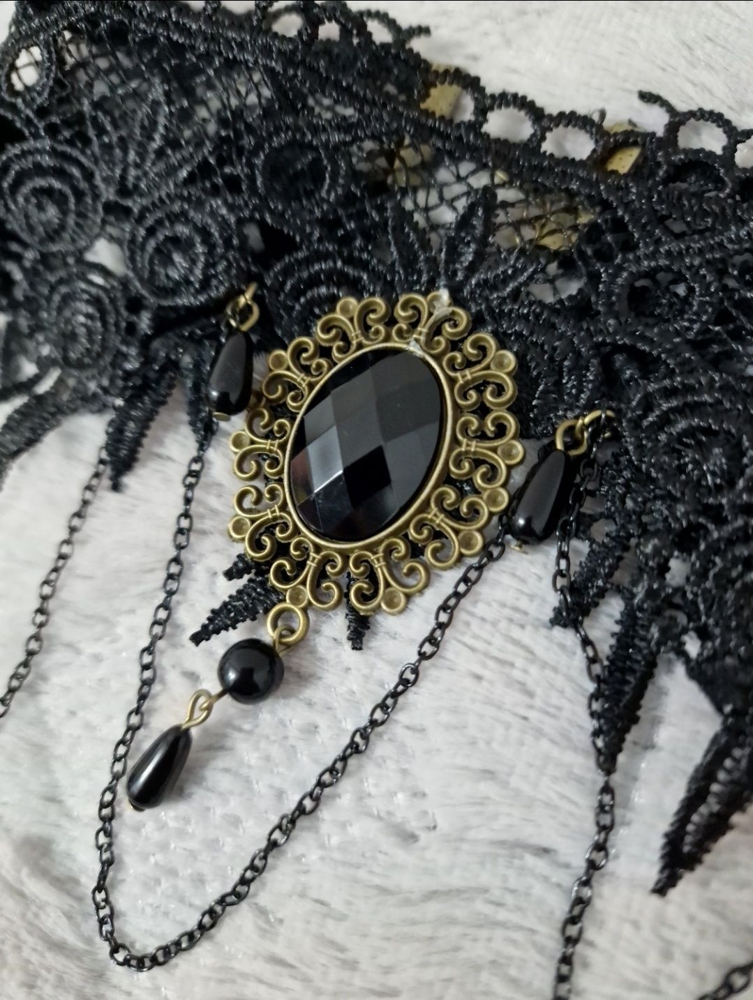 Czarna koronkowa kolia gotycka gothic alternative choker naszyjnik