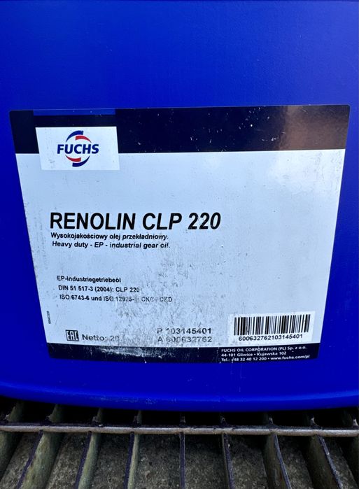 Przemysłowy olej przekładniowy FUCHS RENOLIN CLP 220 - 20 L