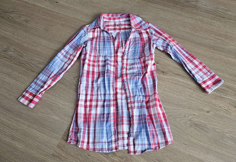 Koszula dziewczęcą w kratę rozm. 122/128