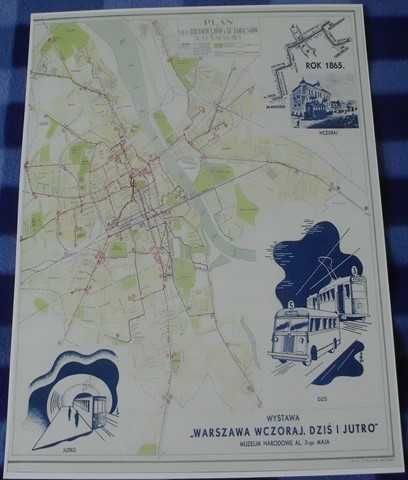 1938 r. Warszawa stary plan miasta - reprint do aranżacji wnętrza