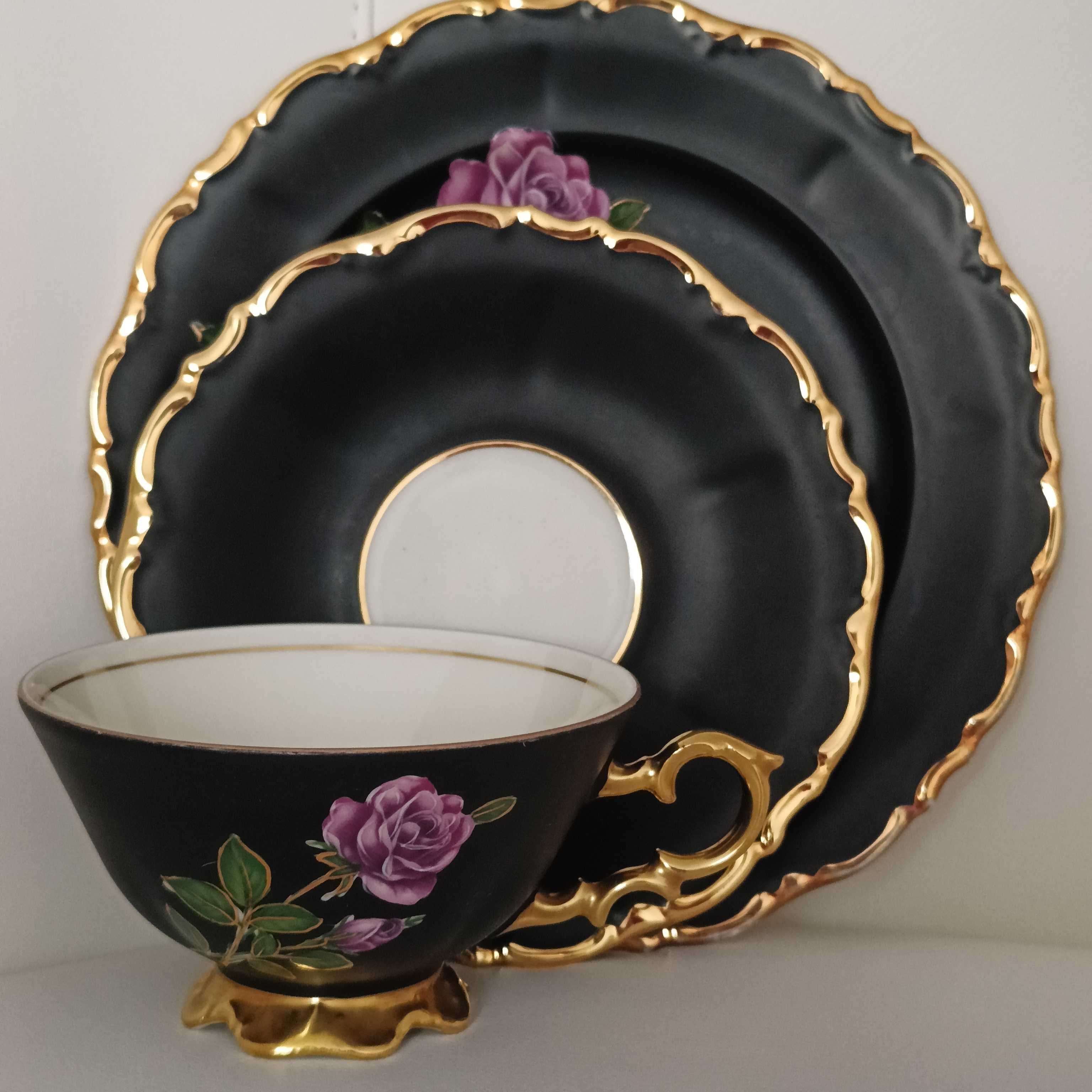 **TRIO**filiżanka czarna porcelana Waldershof vs. Rosenthal 1945+