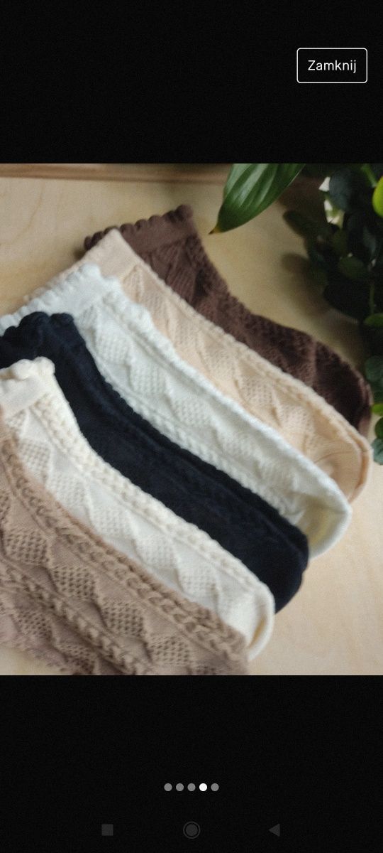 Nowe 6 par skarpetek wzór sweterkowy