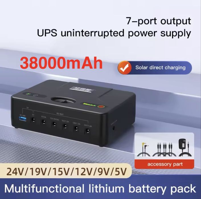 Безперебійник 38000mAh для роутера та відеонагляду | ДБЖ UPS Powerbank