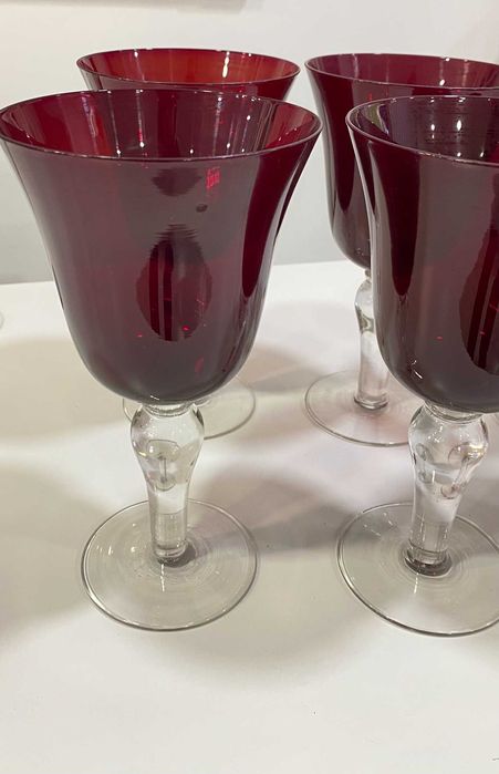 Conjunto de 6 copos cristal vermelhos, fantásticos para o Natal