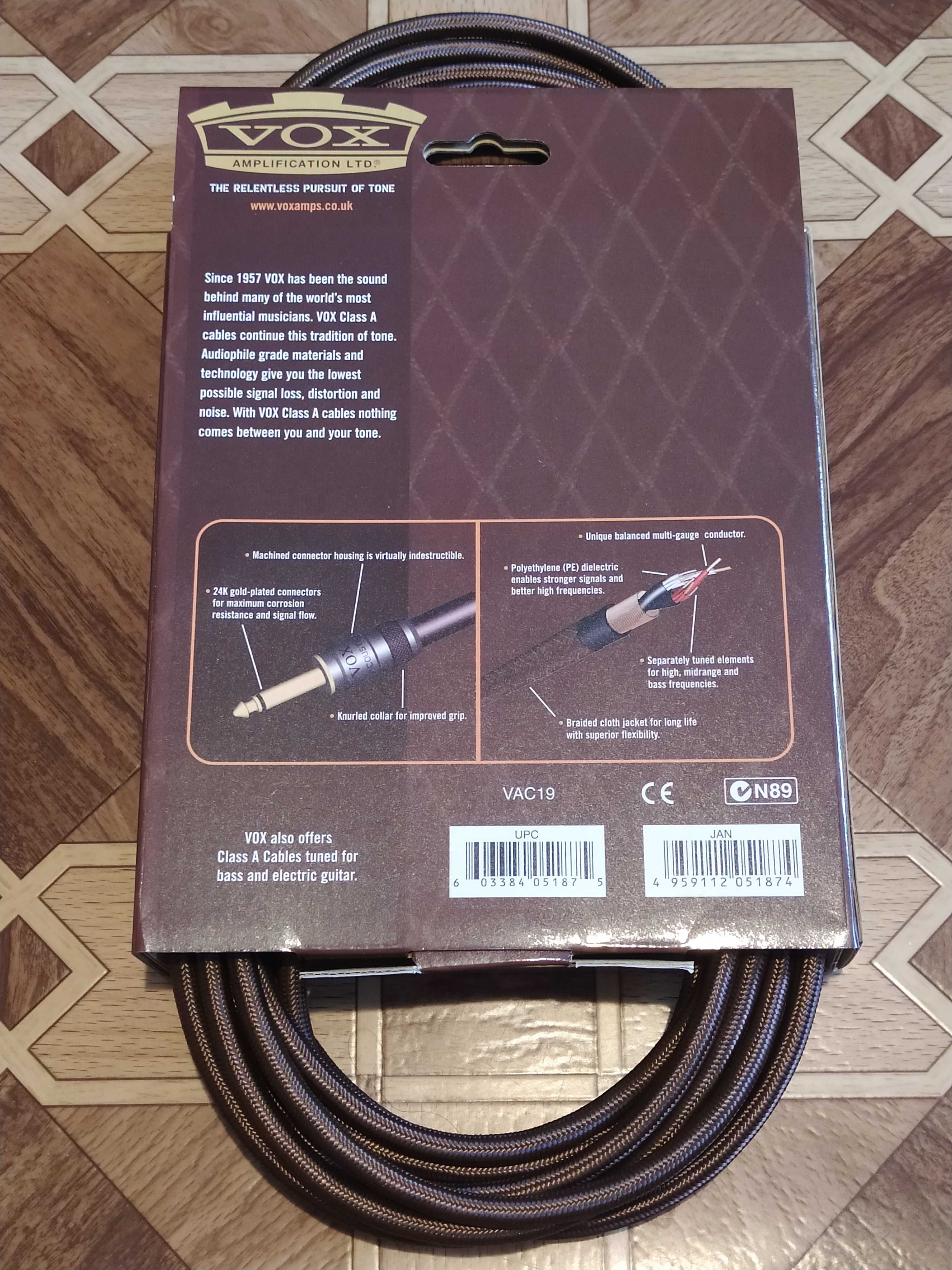 Високоякісний фірмовий гітарний кабель VOX VAC13 PROFESSIONAL CABLE