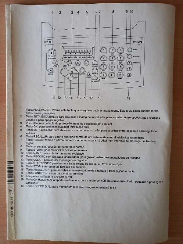 Telefone/Fax Philips HFC 22