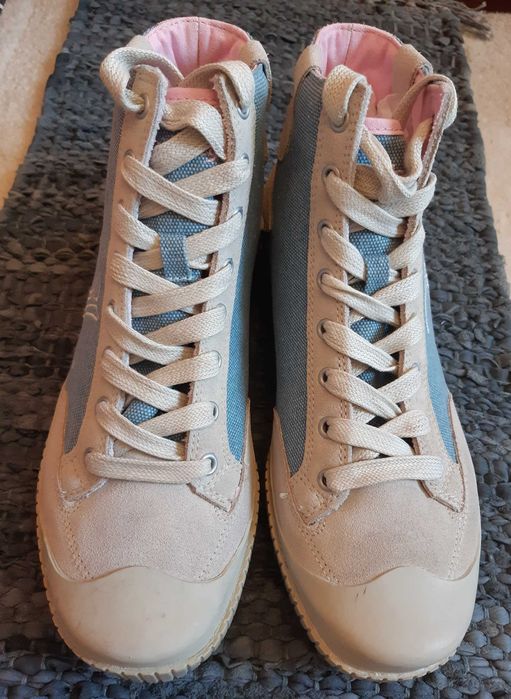 Wysokie błękitne trampki wykończone skórą naturalną Stir Crazy, roz 40