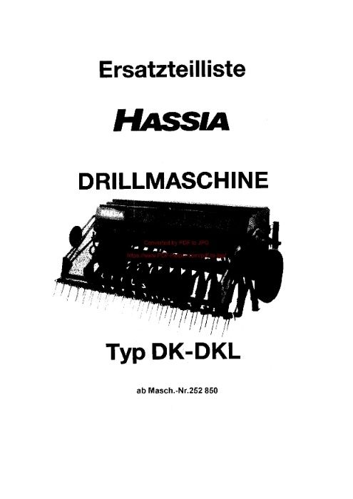 Katalog części siewnik HASSIA DK - DKL 252