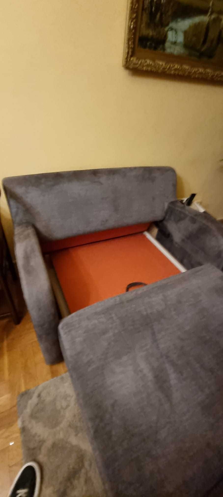 Sofa rozkładana z pudłem w środku + 2 fotele - tanio! - dobra cena!