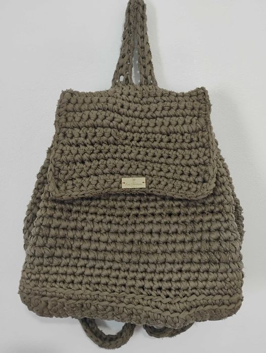 Mochila crochê malha trapilho