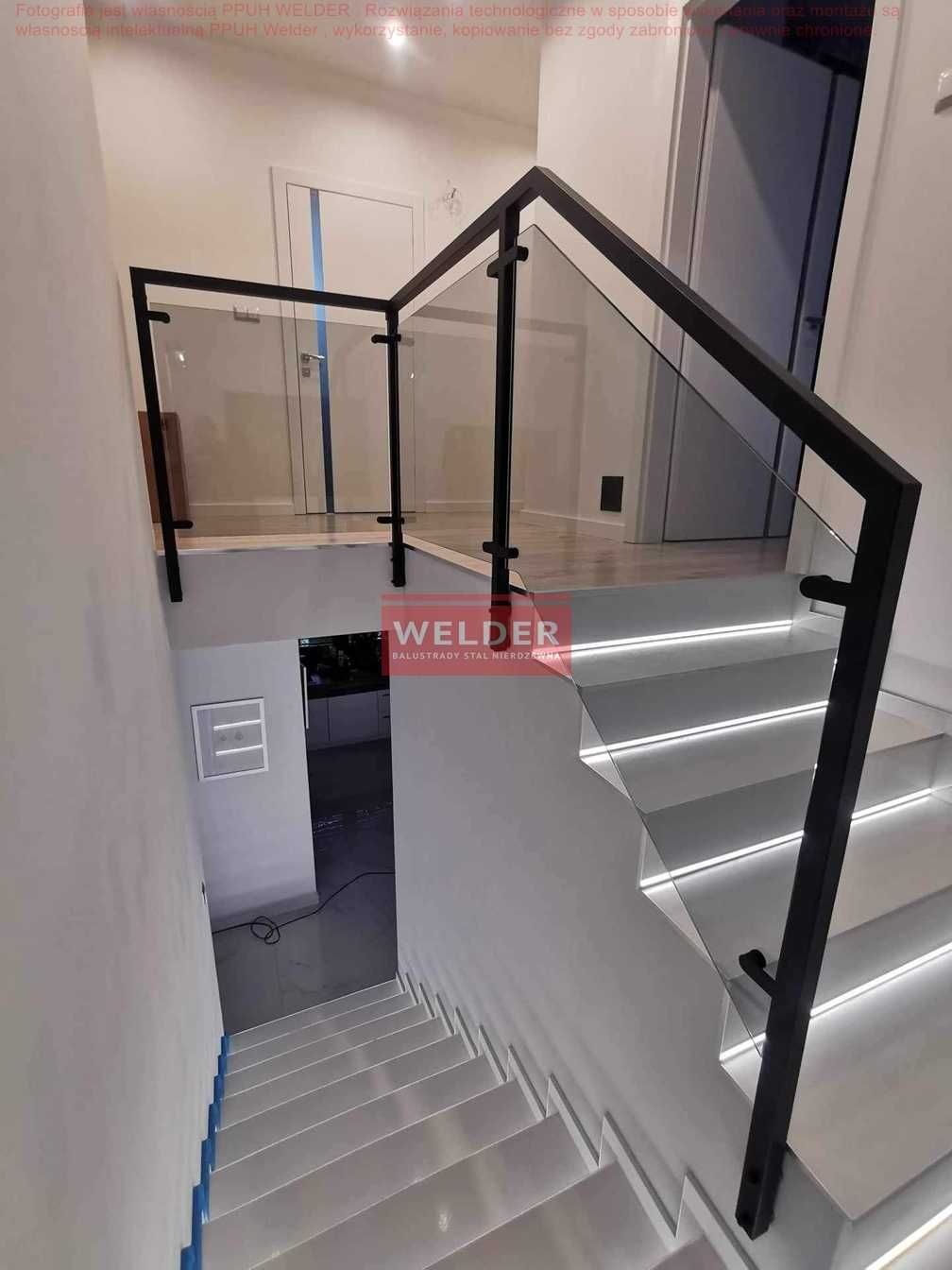 Balustrady Schodowe Barierka Francuska Antracyt Szklana harfa