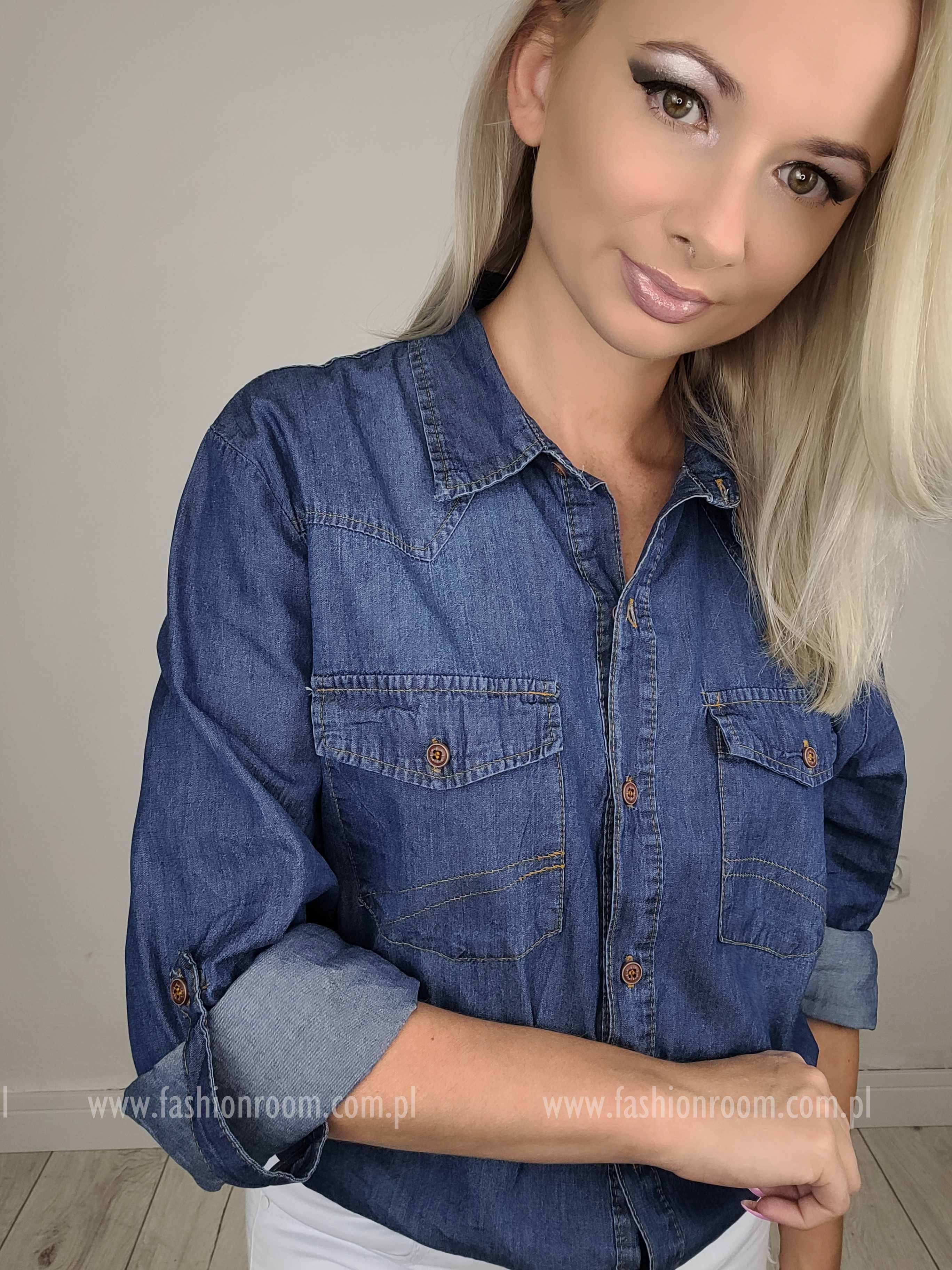 PLUS SIZE rozm 46 - 54 Koszula damska jeansowa klasyczna TU  52