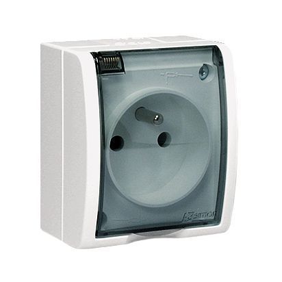 Aquarius Gniazdo Herm.1-Krotne Z/U Ip54 Z Kl.dymną Białe Simon