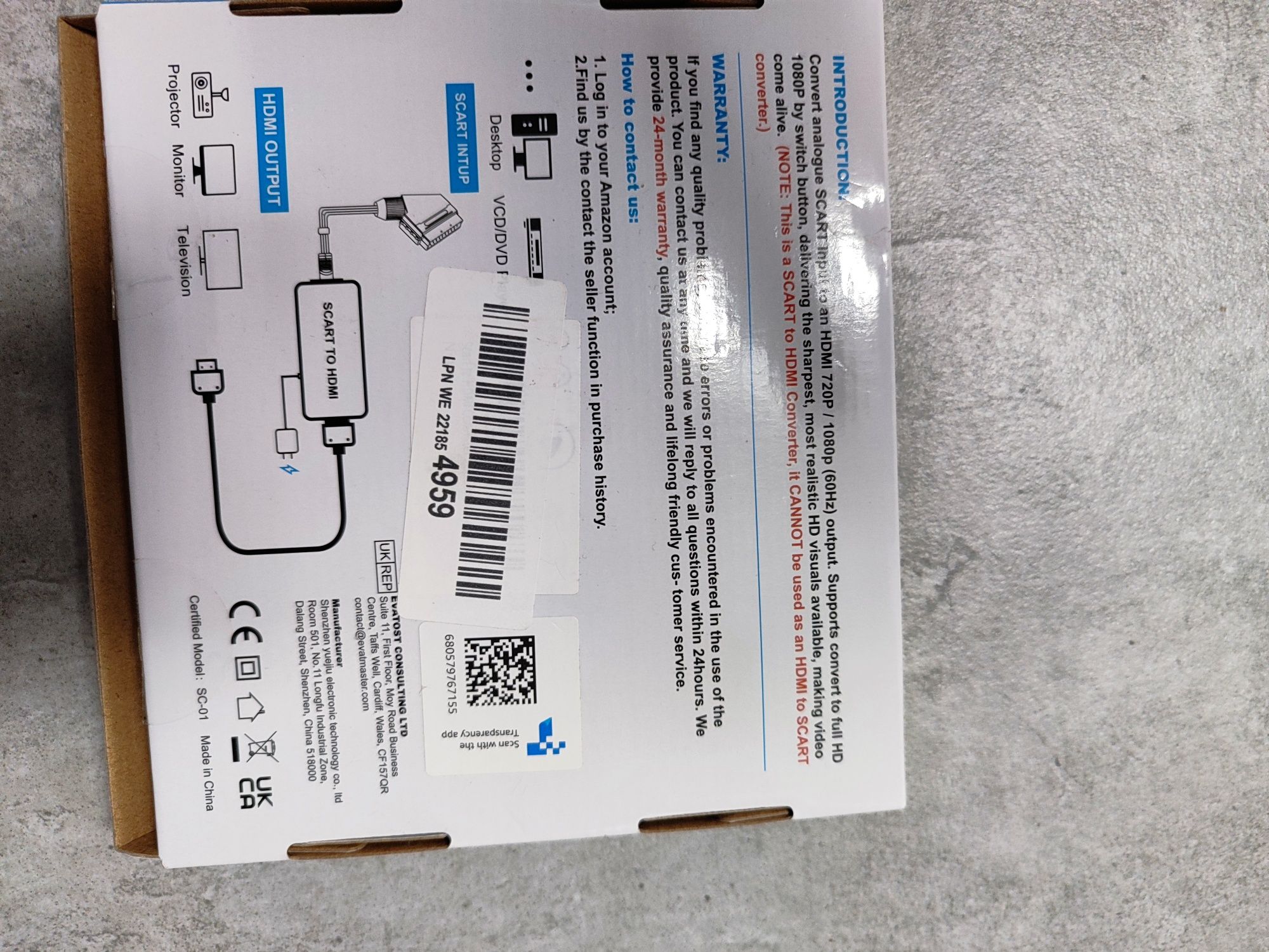 Konwerter RCA na HDMI z kablem HDMI, konwerter AV naHDMI