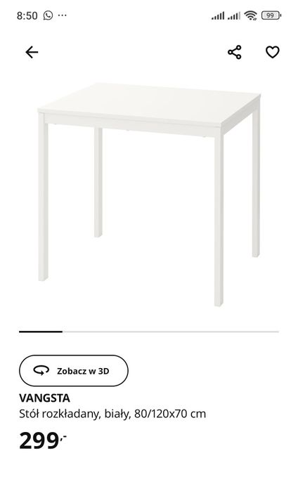 OKAZJA! Biały Stół rozkładany Ikea Vangsta