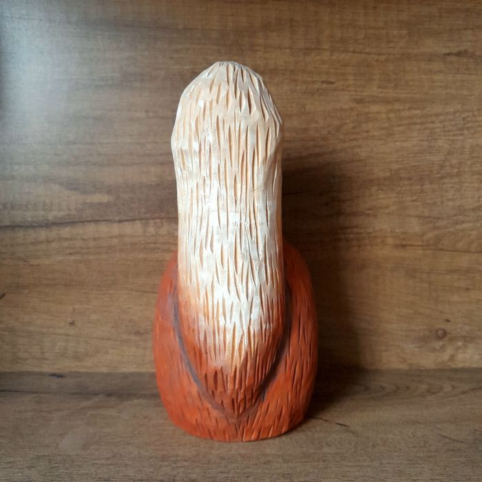 Rzeźba wiewiórki z drewna | Drewniana słodka figurka | Rękodzieło