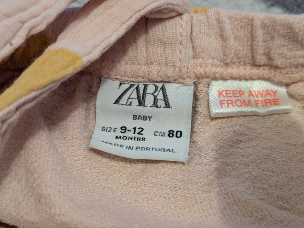 Rampers spodenki na szelkach Zara 80 muślinowy frotte