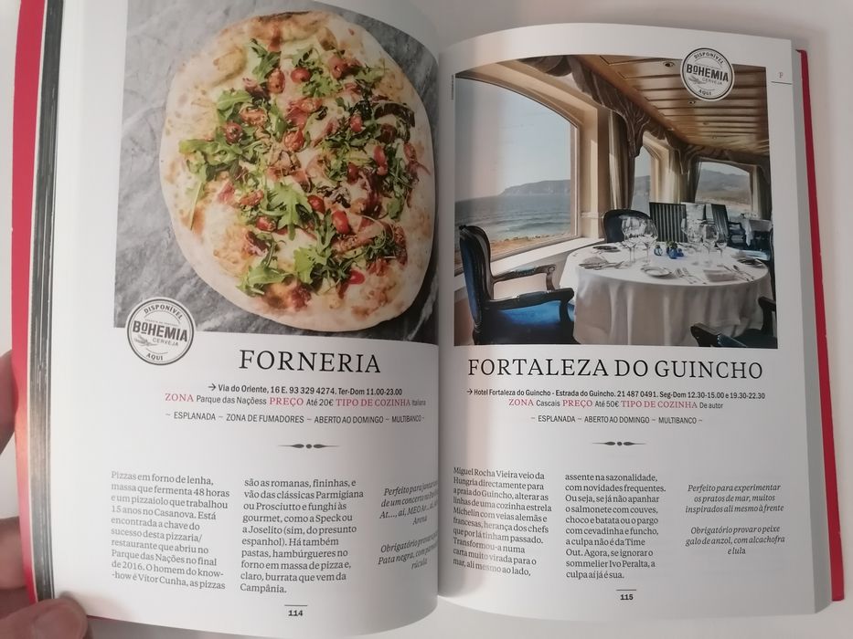 Guia de restaurantes 2018, edição Time Out, patrocínio cerveja Bohemia