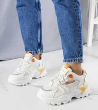 Beżowe sneakersy z neonowymi wstawkami Opal 38