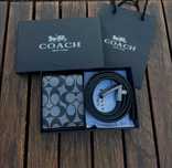 Чоловіча сумка Coach мужская сумка набір гаманець ремінь комплект
