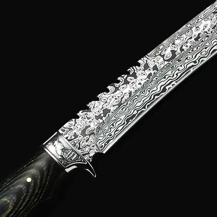 Nóż FINKA Myśliwski DAMAST Crystal TANTO kabura Malezjski DĄB